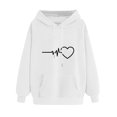 thumbnail image 3 of ATENAR Hoodies for Women,Casual Sweatshirts,Comfort Fit,Easy Care,Lightweight,Pullover,White,S(US:4), 3 of 4