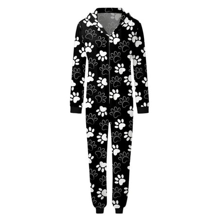 

TAIAOJING Family Christmas Pajamas Matching Sets Women Women Mom Sets Caw Prints Hooded Zipper Jumpsuit Family Outfit