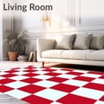 thumbnail image 2 of ODIKA 6'x9' Machine Washable Non-Slip Area Rug, Vintage Checkerboard with Retro Inspired Squares High Traffic Rug, Red, 618411, 2 of 7