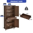 thumbnail image 5 of ModFusion 6 Ft Tall Pantry Cabinet: 5 Shelves, Adjustable Storage, Spacious Flatware Drawer, Spice Organizer, Pet Food Rack, 4 Doors, Antique Kitchen Corner Shelf, Dining Room Cupboard, Rustic Brown, 5 of 10