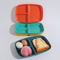 thumbnail image 2 of 1 Pce Assiette Compartimentée Créative Trois Compartiments Assiette de Dîner Imitation Porcelaine Plastique Ensemble Assiette Jaune, 2 of 6