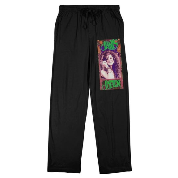 Janis Joplin Pink Frame Men's Black Sleep Pajama Pants-Medium