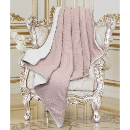 Waffle Knit Blanket Super Soft Sherpa Throw Blanket,Reversible Cozy Waffle Pattern Knitted Blanket and Throw for Couch Bed Multi-Colors 60