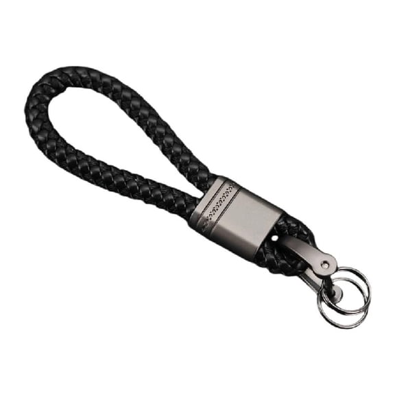 Braided Leather Keychain with Metal Rings Car Aluminum Accessory for Auto Owners & Travel