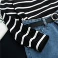 thumbnail image 5 of Women's Casual Long Sleeve Striped Cropped T-Shirt Casual Crop-Mid Tee Top Fall and Winter, 5 of 7
