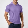 thumbnail image 2 of BVnarty Men's Short Sleeve Hooded Mesh T-Shirt Moisture Wicking Summer Outdoor Training Running Hiking Regular Fit Top Purple XXL, 2 of 9