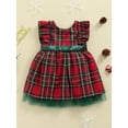 thumbnail image 4 of TheFound Toddler Girl Christmas Dress Ruffle Sleeve Back Bow Plaid Dress, 4 of 9