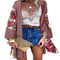 thumbnail image 1 of CHUANK Women Plus Size Boho Print Long Sleeve Blouse Cover Up Summer Casual Kimono Cardigan Tops, 1 of 2