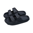 thumbnail image 3 of UDAUDU Womens Mens House Slippers Shower Sandals Comfortable Soft Beach Sole Thick Foam Double Buckle Adjustable Outdoor Shoe Black 9 Wide, 3 of 5