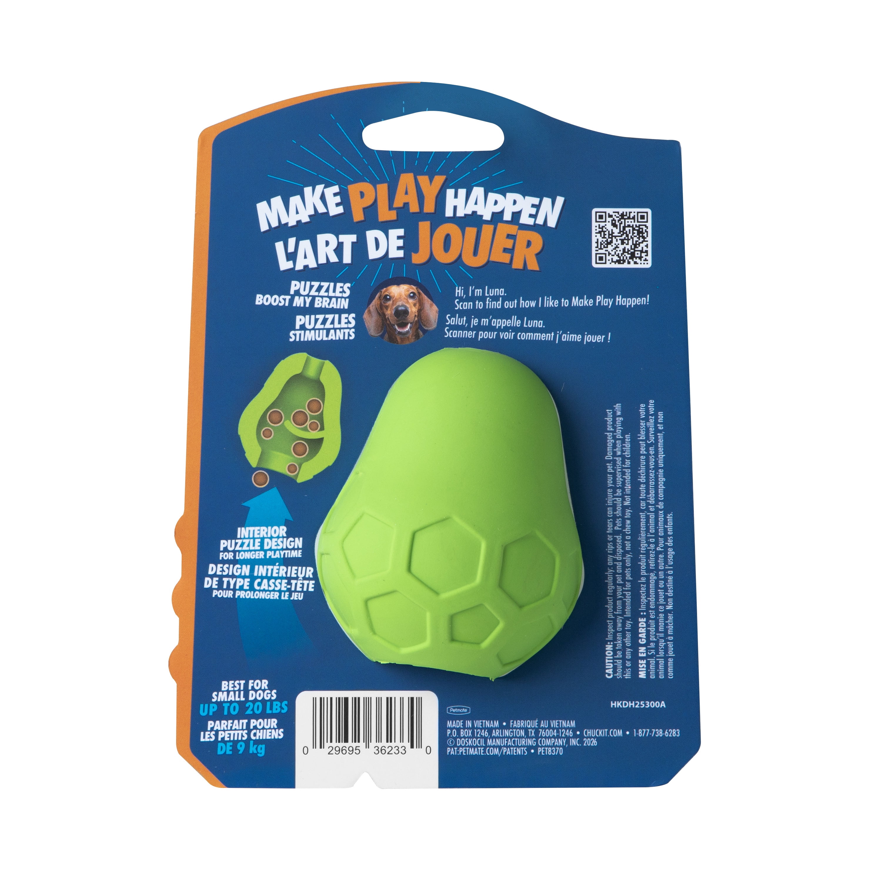 Chuckit! Tumble Teez Dog Treat Puzzle Toy, Small, Green – Treat & Chew Puzzle Pod for Dogs Up to 20 lb, Pack of 1