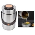 thumbnail image 4 of Portable 304 Stainless Steel Vacuum Insulated Lunch Box Thermal Food Container Lunch Containers 2 Layers Stacking Insulating Bento Box Food Jar for Children Adults Camping Travel 2300ml, 4 of 9