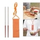 thumbnail image 4 of Palillos de viaje de 200 mm con bolsa, reutilizables, de acero inoxidable, de madera, portátiles, aptos para lavavajillas. Medio acero inoxidable, 4 of 9