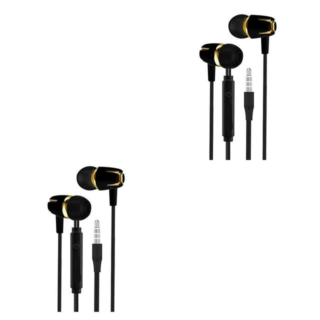 Bearachild Auricular con cable para tableta con micrófono para correr acampar caminar 3,5 mm Oro negro 2Conjunto