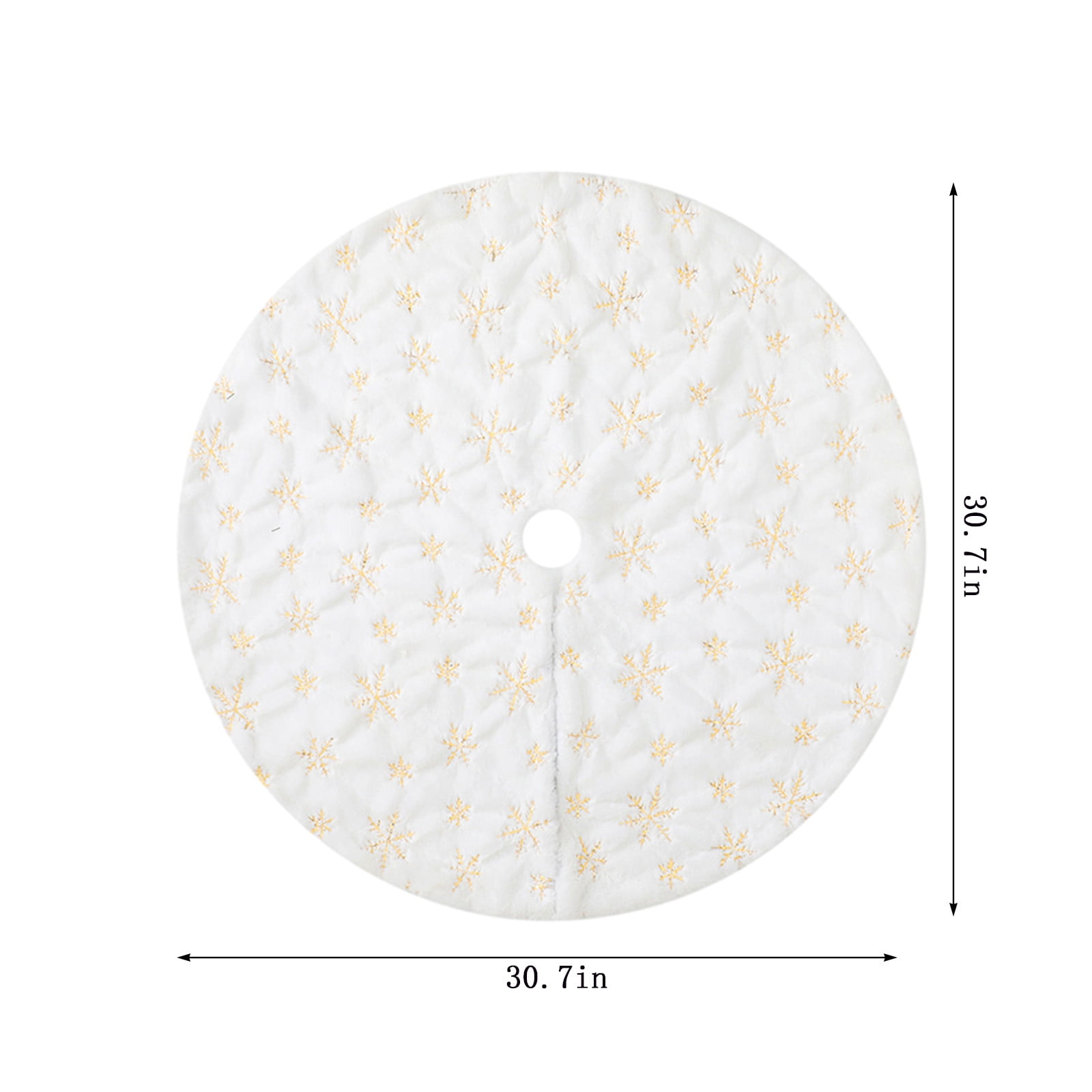 Jupe D'Arbre De Noël Blanche – 38 Cm De Diamètre, En Fausse Fourrure Polyester, Lavable, Fermeture Pratique - 5