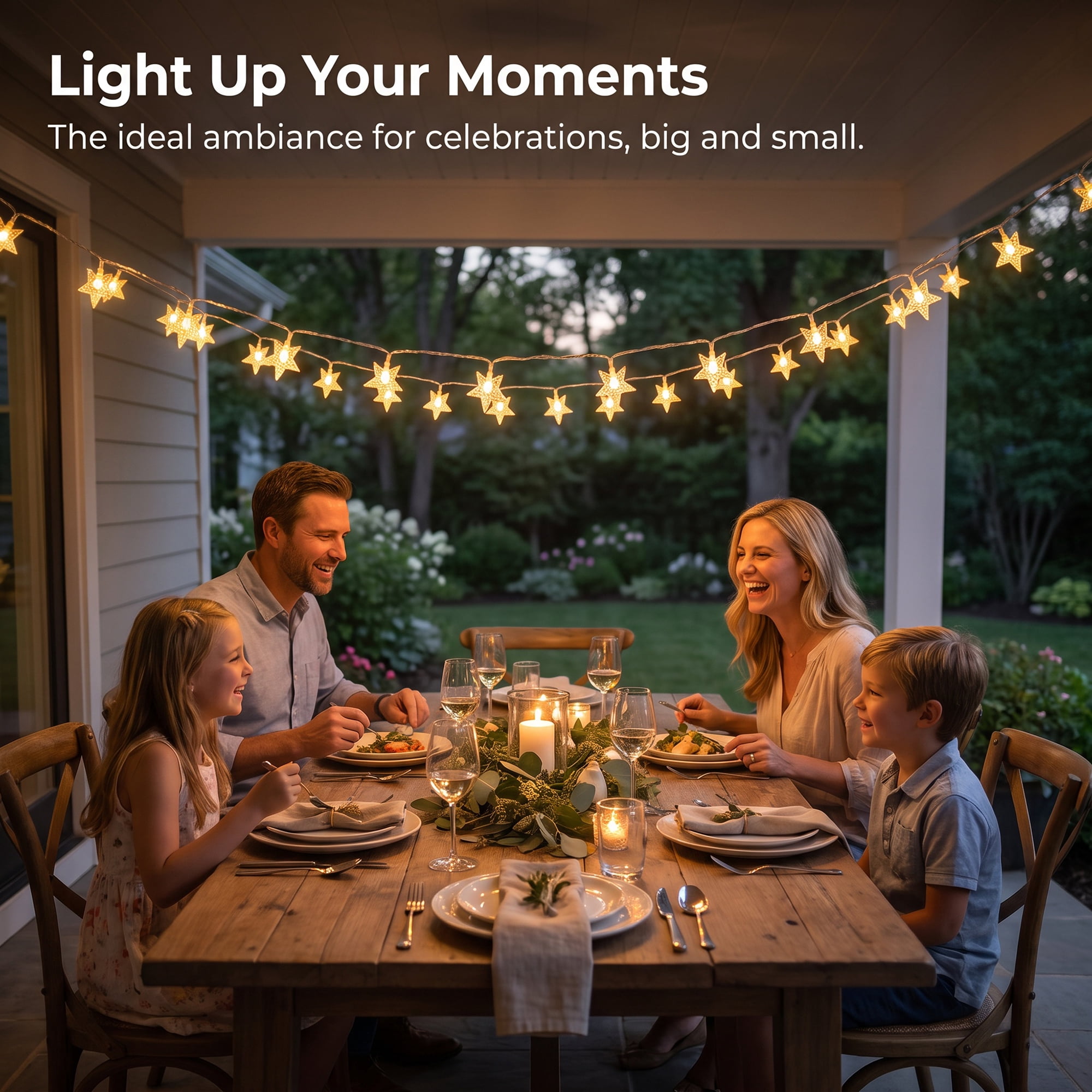 Unique Bargains 3D Star Lights with Flexible Design 9.8 ft Warm White Two Battery Operated