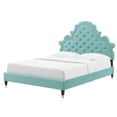 thumbnail image 1 of Tufted Platform Bed Frame, Full Size, Velvet, Blue, Modern Contemporary Urban Design, Bedroom Master Guest Suite, 1 of 10