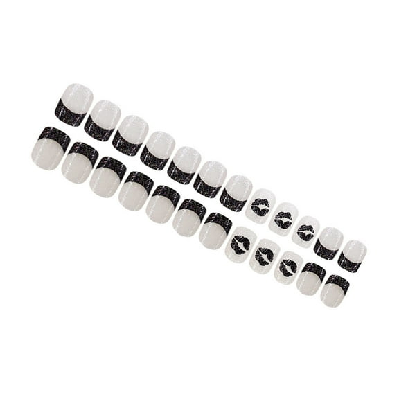 Square Press On Nail Kiss Glitters Fake Nail Glues On Nail Artificial Acrylic Nail 24pcs Stick On Nail for Women Girls