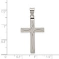 thumbnail image 2 of 925 Sterling Silver Solid Polished and satin Textured Brushed and Polished Latin Religious Faith Cross Pendant Necklace, 2 of 2