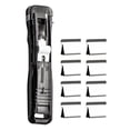 thumbnail image 1 of 1 Pcs Mini Push Stapler,Portable Clip Stapler,Includes 8 Reusable Metal Clips,Small Handheld Paper Clam Clip Dispenser,Mini Push Stapler Clamp Staplers,Reusable Paper Clam Clip Dispenser,(A,4.52 in), 1 of 9