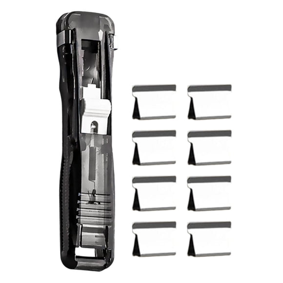 1 Pcs Mini Push Stapler,Portable Clip Stapler,Includes 8 Reusable Metal Clips,Small Handheld Paper Clam Clip Dispenser,Mini Push Stapler Clamp Staplers,Reusable Paper Clam Clip Dispenser,(A,4.52 in)