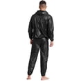 thumbnail image 2 of iiniim Men's Sauna Sweat Suit with Hood Long Sleeve Jacket Outerwear and Long Pants for Workout Type B Black XL, 2 of 6