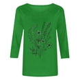 thumbnail image 4 of 3/4 Length Sleeve T Shirts Soft Cotton Tshirts Floral Printed Cute Summer Tunic Tops for Women Crew Neck Graphic Basic Tees (M, Green 02), 4 of 5