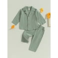 thumbnail image 2 of GXFC Toddler Boys Fall Outfits 6M 1T 2T 3T 4T Kids Boys Long Sleeve Button Down Lapel Shirt Tops and Pants Children Boys Autumn Casual 2 Piece Set, 2 of 9