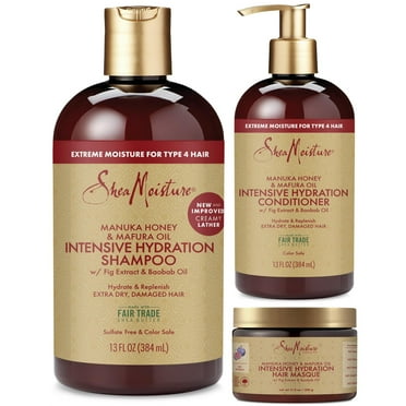 SheaMoisture Moisturizing Intensive Hydration Manuka Honey & Mafura Oil Curly Daily Shampoo, Conditioner, & Hair Mask Set