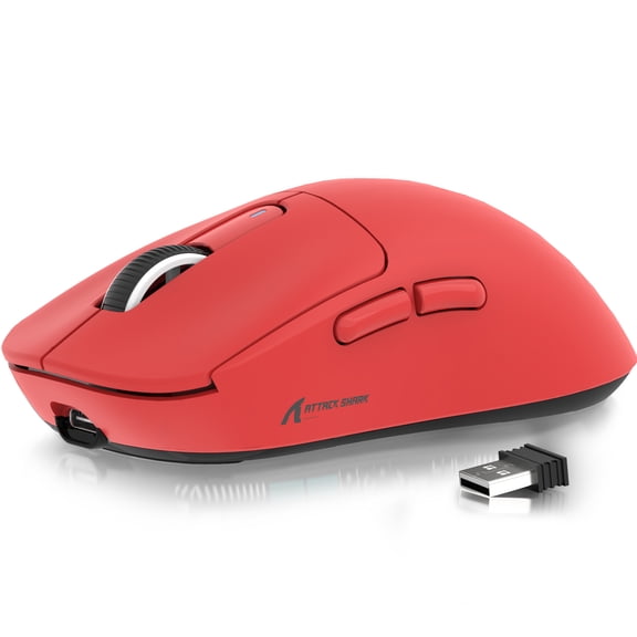 ATTACK SHARK X3 49g SUPERLIGHT Mouse, PixArt PAW3395 Gaming Sensor, BT/2.4G Wireless/Wired Gaming Mouse, 6 Adjustable DPI up to 26000, 200 Hrs Battery, G502, Office Mice for Win11/Xbox/PS/Mac (Red)