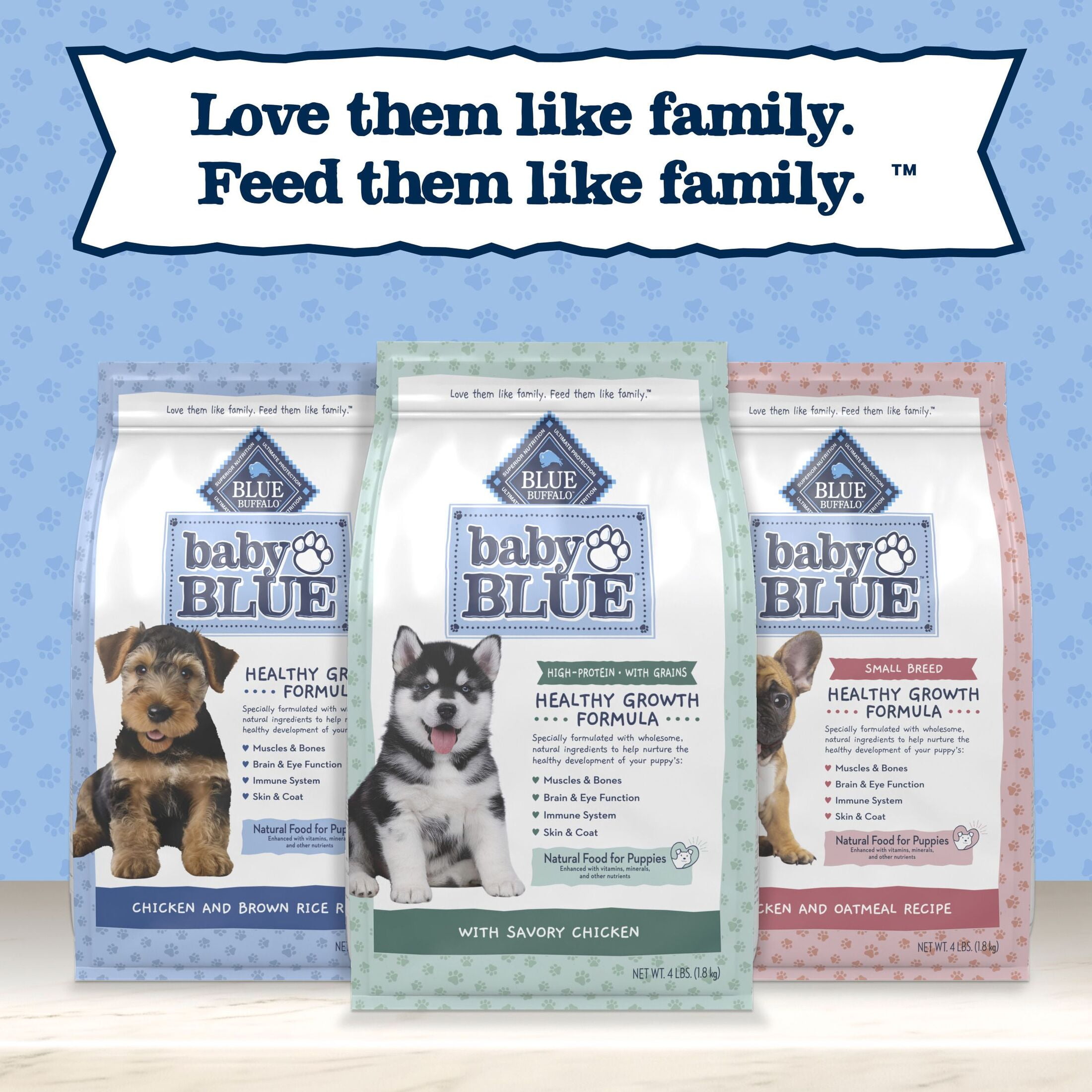 Blue Buffalo Baby BLUE Healthy Growth Puppy Dry Food, High-Protein Chicken, 4-lb Bag