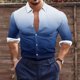 thumbnail image 1 of Blusa y camisa de manga larga con cuello vuelto para hombre, estilo casual, a la moda, con botones estampados, blusa de manga larga con cuello vuelto, camisetas de poliéster para hombre, 1 of 5