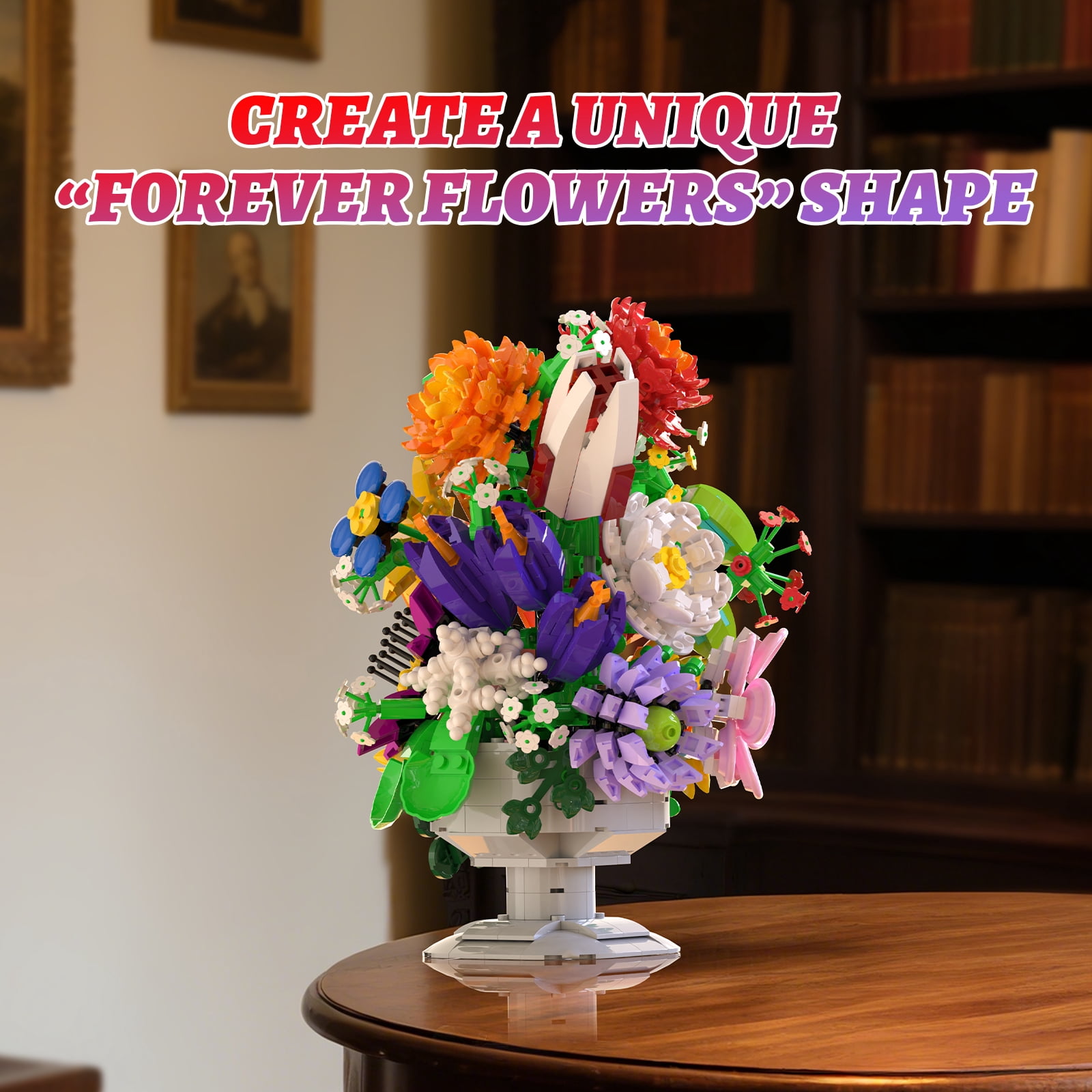 Honchoes Flowers Bouquet Building Set Compatible with Lego Botanical Home Decor Toy for Adults Boys Girls 1092Pcs