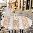 thumbnail image 6 of Orange Gray Botanical Round Tablecloth for 45-54 Inch Tables,Fitted Table Cover with Elastic Edge,Pastoral Spring Summer Leaf Aesthetics Waterproof Outdoor Table Cloth Protector for Patio Dinner, 6 of 9