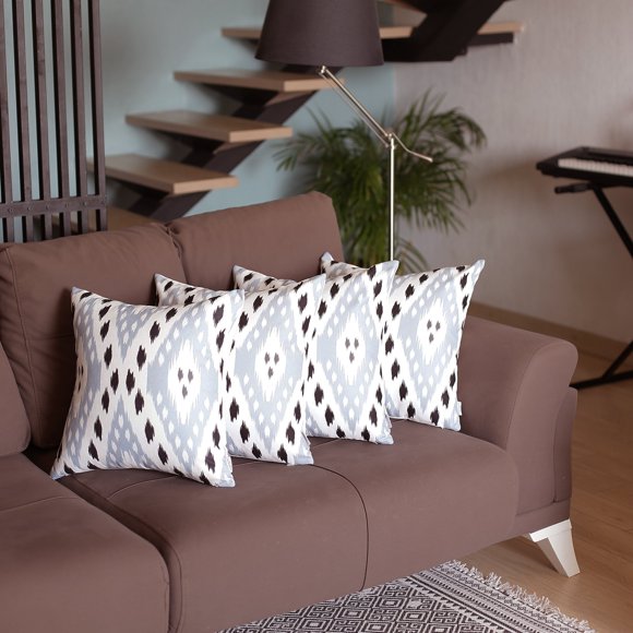 Ikat Housse de Coussin Décorative Carrée 18 Pouces (Ensemble de 4)