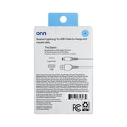 onn 6ft Lightning to USB-A Braided Charging Cable, MFI Certified, White - Compatible with iPhone 14/13/12/11/X/XR/XS/8/7/6/5, iPad, Airpods and more