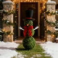 thumbnail image 4 of Dserfhy Christmas Snowman Topiary Artificial Snowman Shaped Topiary Tree with Bow And Hat Outdoor Boxwood Topiary with Stake for Home Porch Decor, 4 of 8