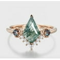 thumbnail image 4 of Kite Shape Natural Moss Agate and Lab-Created Moissanite, Alexandrite Solitaire Engagement Ring in 925 Sterling Silver for Women – Unique, Elegant, and Timeless, 4 of 5