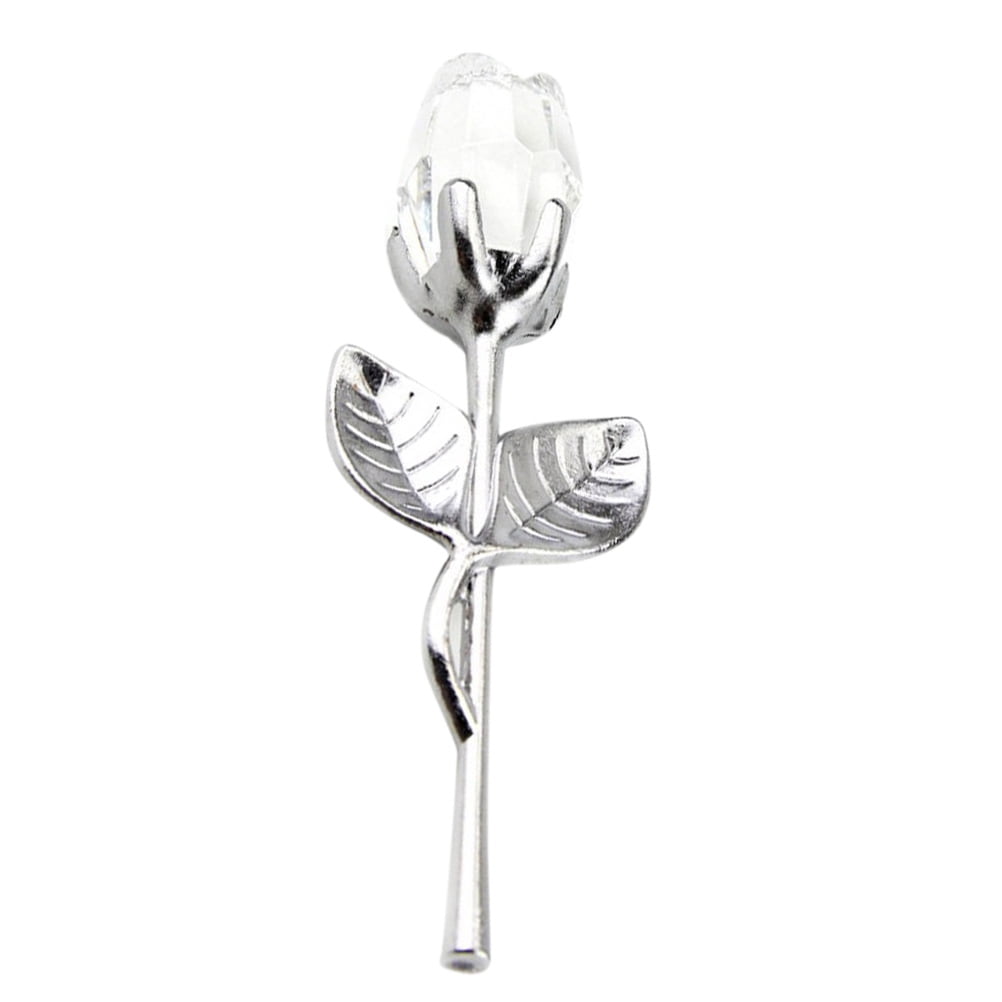 NUOLUX Rose Crystal Flowers Silver Artificial Flower Ornament Gifts