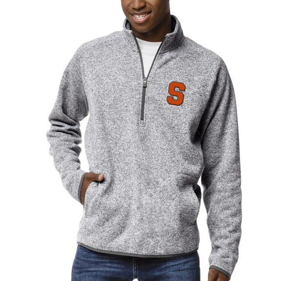 Men's League Collegiate Wear Heather Gray Syracuse Orange Saranac Raglan Quarter-Zip Jacket