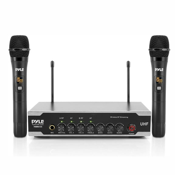 Pyle PDWM2125 Portable Bluetooth Wireless Microphone System with 2 Handheld Mics