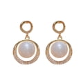 thumbnail image 2 of Hyasfey 1 Pair Stud Earrings Bling Rhinestone Hollow Ring Elegant Heart-shaped Faux Pearl Drop Earrings Jewelry Accessories, 2 of 7