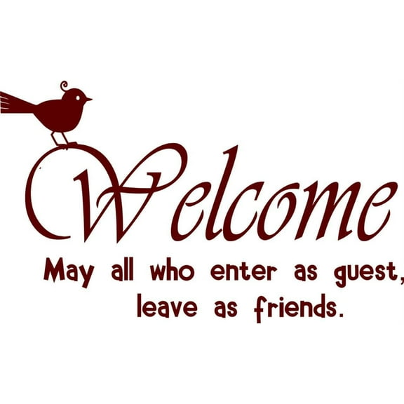 Family Welcome Cute Quotes & Sayings Wall Decal Decoration Cute Home Welcome Note Lettering Lasts Years and Easily Removable - Size: 14 In(W) x 20 In(H)
