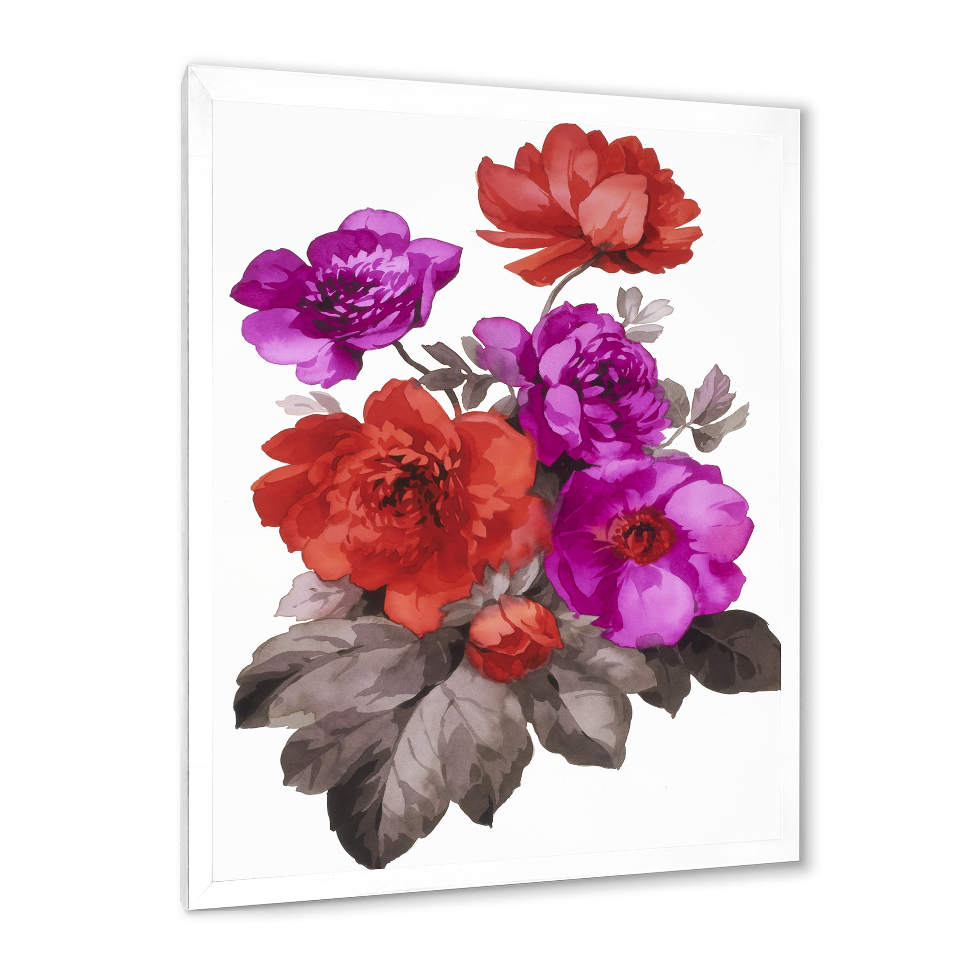 Designart 'Fuchia and Red Flowers' Traditional Framed Art Print