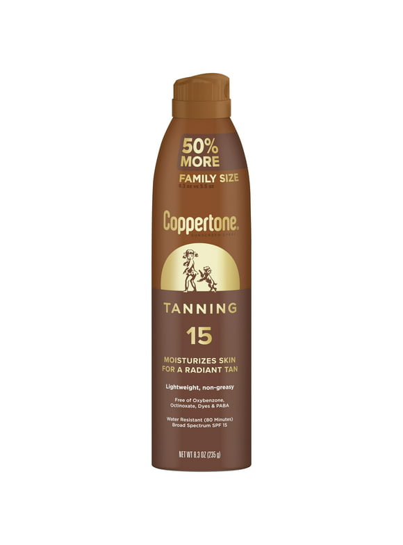 Coppertone Tanning Sunscreen Spray, SPF 15 Sunscreen, 8.3 Oz