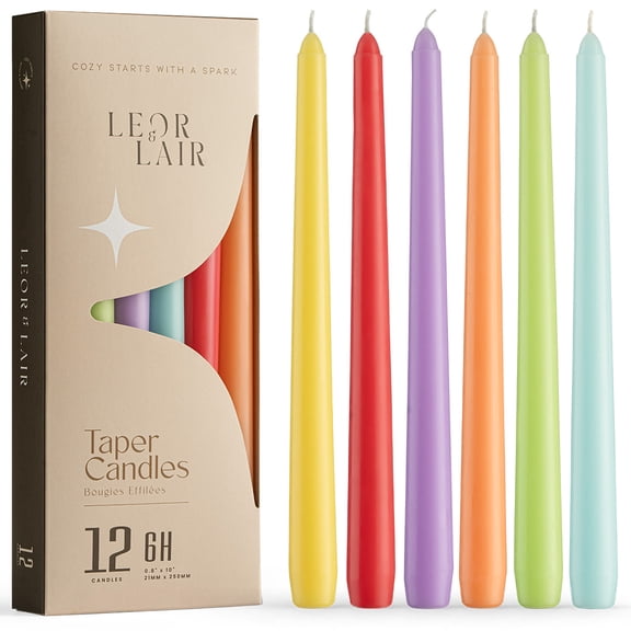 Leor & Lair Spring Taper Candles - 12 Pack - Spring Candlesticks for Easter & Spring