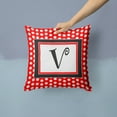 thumbnail image 2 of Carolines Treasures CJ1012-VPW1414 Monogram - Initial V Red Black Polka Dots Decorative   Canvas Fabric Pillow 14Hx14W, 2 of 4