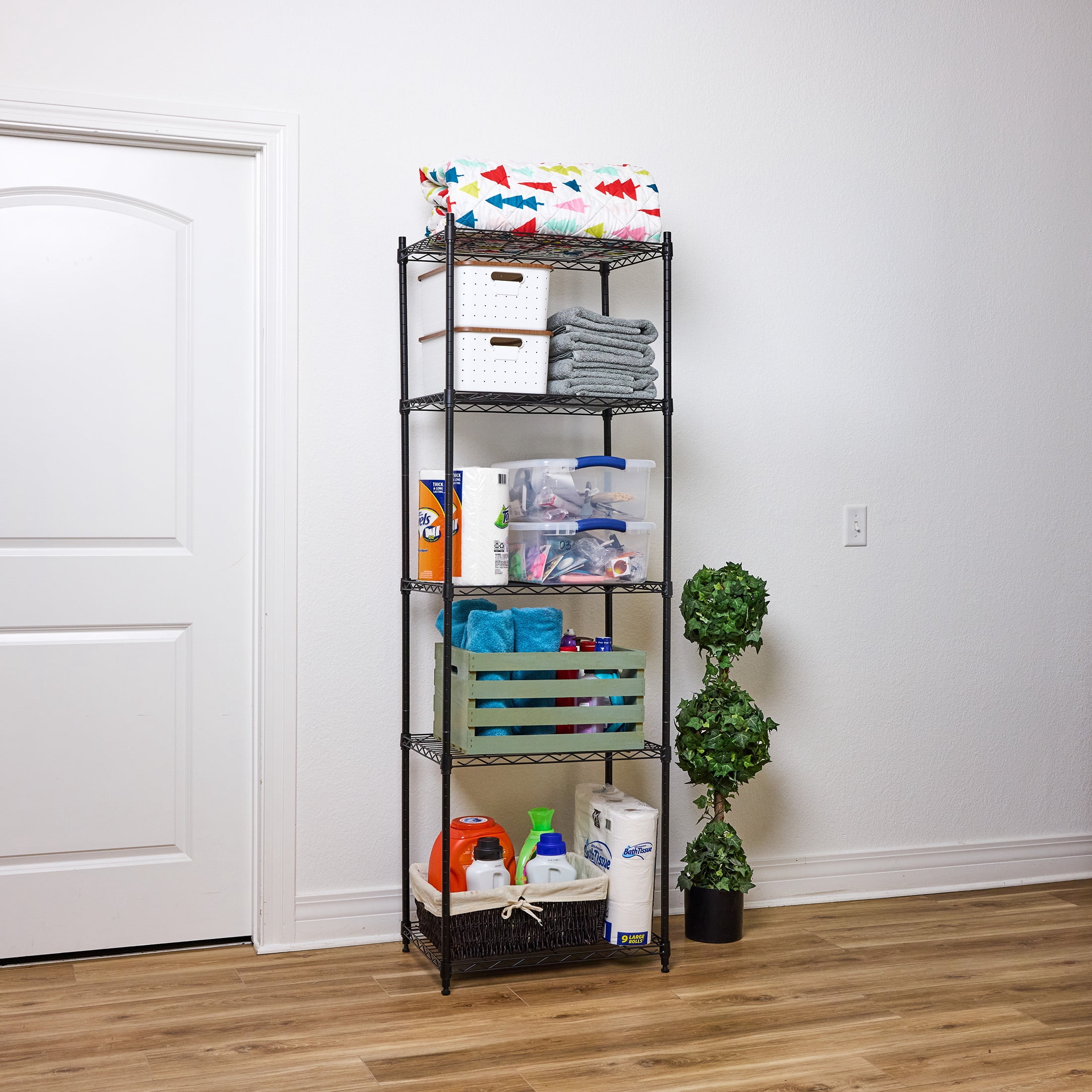 WorkPro 5-Tier Black Slim Wire Shelving
