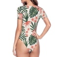 thumbnail image 4 of Haiem Lilies Flowers Women's Crew Neck Short Sleeve Bodysuit Tops Stretchy Slim Basic-X-Large, 4 of 9
