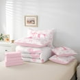 thumbnail image 5 of Initial Letter T 7 Pcs Comforter Set,Princess Style Pink Bowknot Girly Romantic Bedding Set,Dreamy Bow Love Hearts Pink Bed Set(Comforter+Fitted+Flat Sheet+Pillowcases+Pillow Covers),Full, 5 of 6
