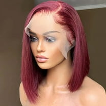 wholesale Brazilian indian 100% raw vrigin remy human hair lace frontal wine red silky straight 13x4 transparent lace bob wig